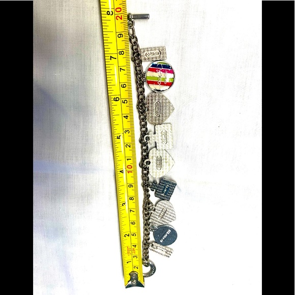 Coach Hearts charm bracelet in silver tone with vibrant, colorful charms. - Picture 9 of 10